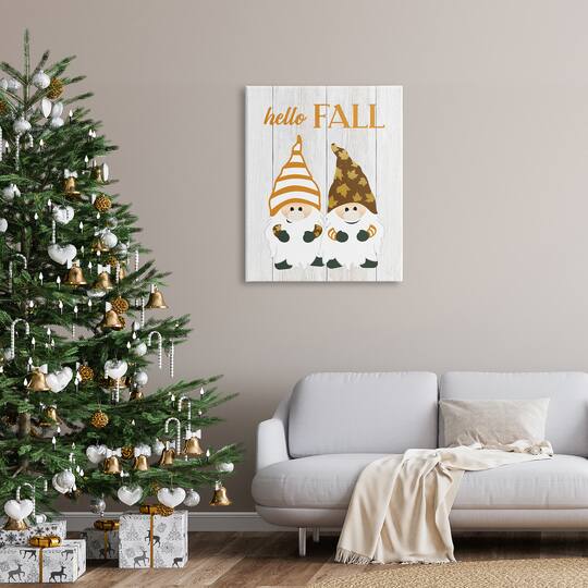 Stupell Industries Hello Fall Whimsical Gnomes Canvas Wall Art